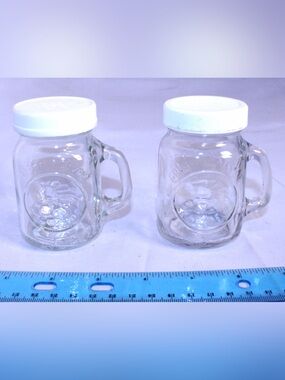 Vintage Golden Harvest Mini Mason Jar Shakers Set of 2 Clear Glass 4oz